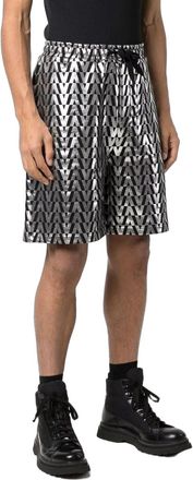 Valentino Monogram High-Shine Shorts - Black