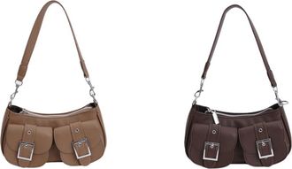 Generic PU leather womens shoulder bag Y2k vintage clutch with adjustable strap womens handbag for everyday shopping travel