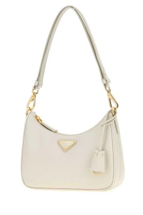 Prada Womens Ivory Leather Mini Prada Re-Edition Shoulder Bag Talco 1 + Oro Borse A Mano