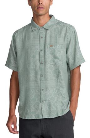 Rvca Mellowist Short Sleeve Button-Up Shirt in Jade at Nordstrom, Size Xx-Large