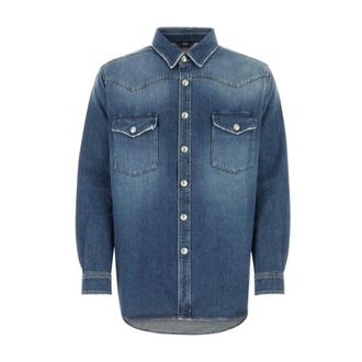 Burberry Denim Shirts, male, Blue, Size: M Denim Western Shirt