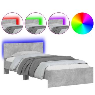 Berkfield Home Bed Frame without Mattress with LED Lights Concrete Grey 100x200 cm