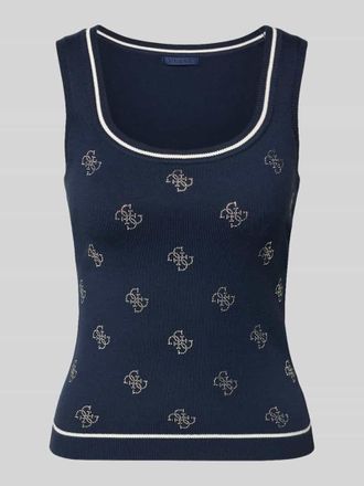 Guess Slim Fit Top aus Viskose-Mix in Marine, Gr&ouml;&szlig;e XL
