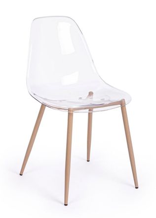 BIZZOTTO Silla de comedor de acero transparente y policarbonato
