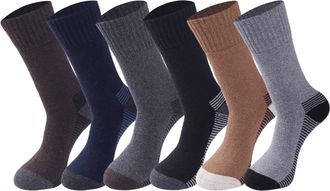 Generic Pack Of 3- Mens Heel Stripe Merino Wool Socks Outdoor Walking Thermal Socks, Merino Wool Warm Winter Socks, Hiking for Men -Multicolor-Size UK 6-11