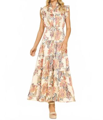 Pinch Design Floral Print Tiered Maxi Dress In White