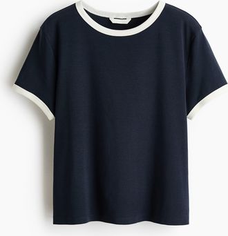 H&M T-Shirt aus Baumwolle - Marineblau