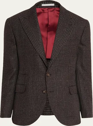 Brunello Cucinelli Mens Plaid Wool and Silk Single-Breasted Sport Coat