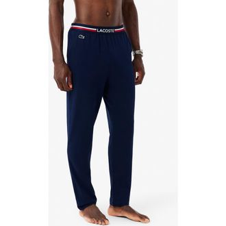 Lacoste Core Essentials Stretch Cotton Pajama Pants in Navy Blue at Nordstrom, Size Medium