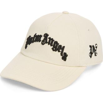 Palm Angels Logo Embroidered Baseball Cap in White at Nordstrom Rack
