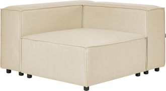 Beliani Beliani - Modulo Sof&aacute; Esquinero Moderno 1 Plaza Patas Negras Tapicer&iacute;a Lino Poli&eacute;ster Beige Aprica