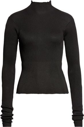 Rier Silk Rib Turtleneck Sweater in Black Knit at Nordstrom, Size X-Small