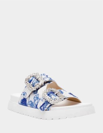 Betsey Johnson Womens Matie Sandal In White/blue Floral