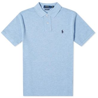 Polo Ralph Lauren Blue Custom Slim Fit Mesh Polo Shirt, Size Large