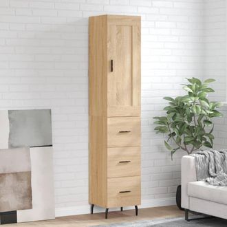 Berkfield Home Highboard Sonoma Oak 34.5x34x180 cm Engineered Wood in Brown
