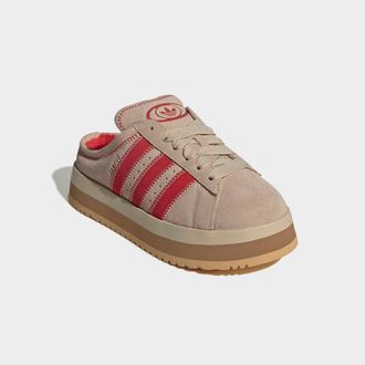 adidas Pantolette ADIDAS ORIGINALS CAMPUS 00S WINTER LOW, Damen, Gr. 38,5, stone khaki, stone khaki, better scarlet, Leder, Schuhe Pantolette