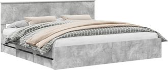 vidaXL Estructura De Cama Gris Concreto 200 X 200 Cm Madera Ingenieril Vidaxl