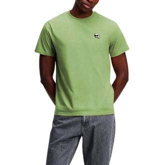 Karl Lagerfeld Tops, Heren, Groen, M, T-shirt met ronde hals