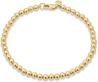 Devata 4mm Beaded Ball Chain Bracelet in Gold Plated Sterling Silver in Yellow Gold at Nordstrom, Size 7.5