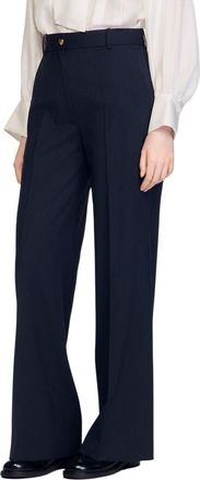 Sandro Minimal chalk-striped trousers in Navy Blue at Nordstrom, Size 34 Eu