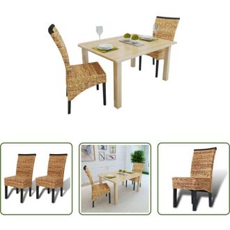 vidaXL Sedie in abaca - Sedie da Pranzo 2 pz in Abaca e Legno Massello di Mango
