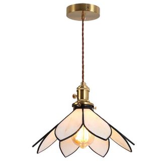 No Brand L&aacute;mpara Colgante De Arte Minimalista Creativa De 30 Cm (12 Pulgadas), Color S&oacute;lido, Estilo Tiffany, Floral, Beige Crema, Vidriera, L&aacute;mpara De Techo Mo