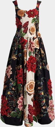 Alice & Olivia Maxine Floral Embellished Gown