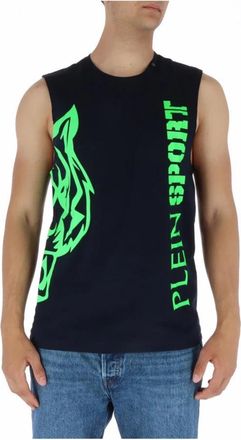Plein Sport Tiger Head Muscle Tank Top - Heren - Sportshirts - Blauw - S - Katoen - Fitness