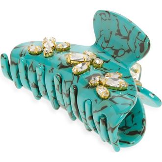 Lele Sadoughi Oversized Crystal Cluster Jaw Clip in Turquoise at Nordstrom
