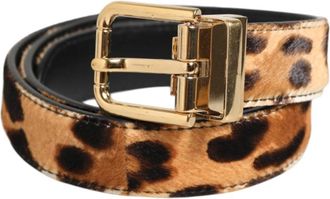 Dolce & Gabbana Luipaardprint Leren Riem - Dames - Riemen - Bruin - ONE Size - Leer - Accessoires