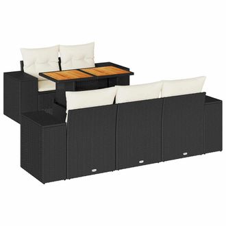 vidaXL Vidaxl - Set Divano Da Giardino 6 Pz Con Cuscini Nero In Polyrattan