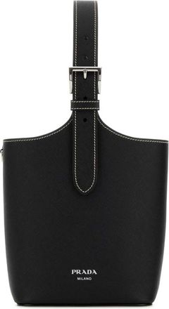 Prada Black Leather Bucket Bag