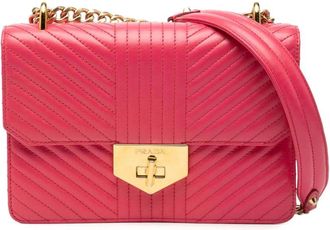 Prada Pre-owned Shoulder Bags, female, Pink, Size: ONE SIZE Pre-owned Flap Shoulder Bag