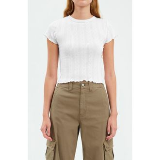 Daze Lily Cotton Pointelle T-Shirt in White Hot at Nordstrom, Size X-Small