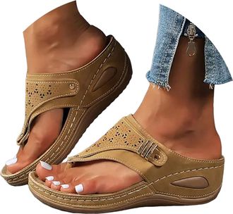 Generic Comfortable Orthopedic Slippers for Women with Arch Support Flip Flops Open Toe Thong Sandals Women Dressy Summer Flat 2026 Ladies Cute Beach Shoes Ou