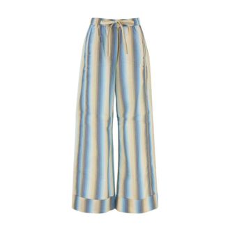 Ganni Wide Trousers, female, Multicolor, Size: S Ombre Stripe Elasticated Trousers