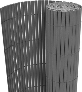 vidaXL Valla De Jard&iacute;n De Doble Cara Pvc Gris 150x500 Cm Vidaxl