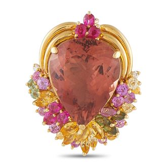 Luxury Bazaar 18K Yellow Gold 13.12ct Tourmaline and Sapphire Pendant MF07-062526