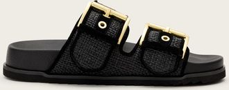 AllSaints Raffia Sian Leather And Raffia Buckle Sandals, Size: UK 4/ US 7/ EU 37