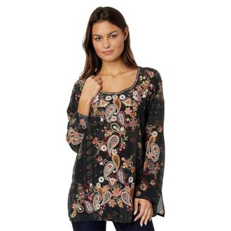 Johnny Was Lori Blouse Womens Multicolor Embroider Scoop Neck GBO2295