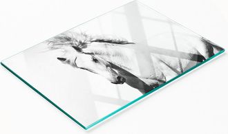 OEM Tabla De Cocina De Vidrio Templado Con Gr&aacute;ficos Decorativos De Caballo Blanco, 80x52 Cm