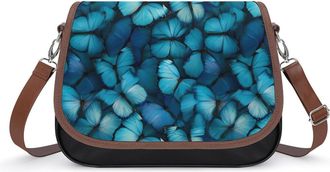 Generic Blue Butterfly Crossbody Bags for Women Shoulder Messenger Bag Purse Handbags