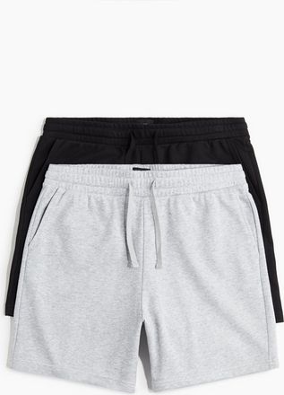 H&M 2er-Pack Sweatshorts in Regular Fit - Schwarz/Graumeliert