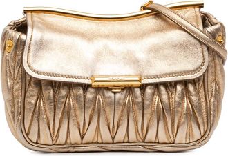 Miu Miu Pre-owned Miu Miu Metallic Matelasse Nappa Flap Crossbody Ladies A7AN5BGHNLJOE11Y