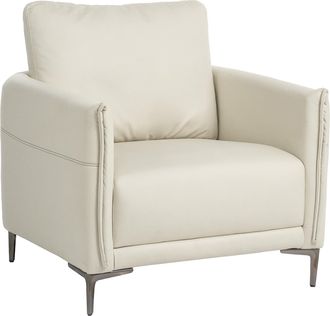 Beliani Sill&oacute;n Tapizado De Tela Estilo Moderno Patas De Metal Beige Claro Cilens