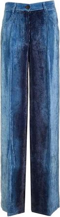 Forte_Forte Degrade Denim Velvet Wide Leg Trousers Delav - female - Forte Forte - Wide Trousers - Blue - S - Trousers