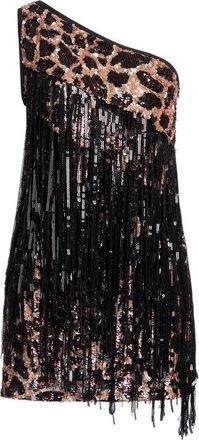 Pinko Leopard One-Shoulder Sequin Dress