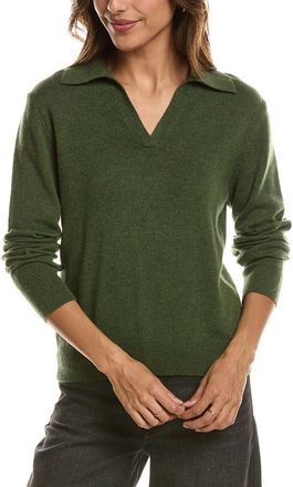 Fort&eacute; Cashmere Split Neck 100% Cashmere Polo Sweater