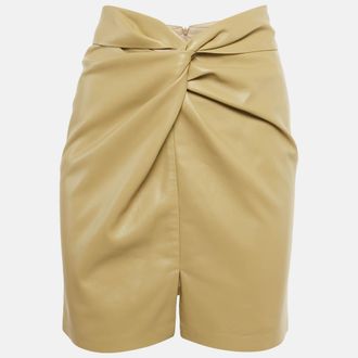 Nanushka Beige Vegan Leather Sarong Mini Skirt