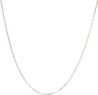 House of Brilliance Unisex Solid 14K Rose Gold 1.5mm Paperclip Chain Necklace - 18 Inches